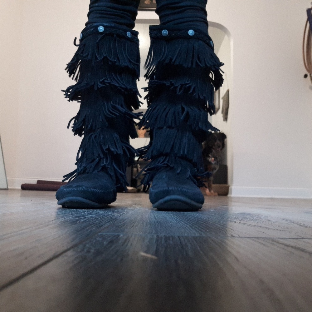 Black under the knee Minnetonka boots